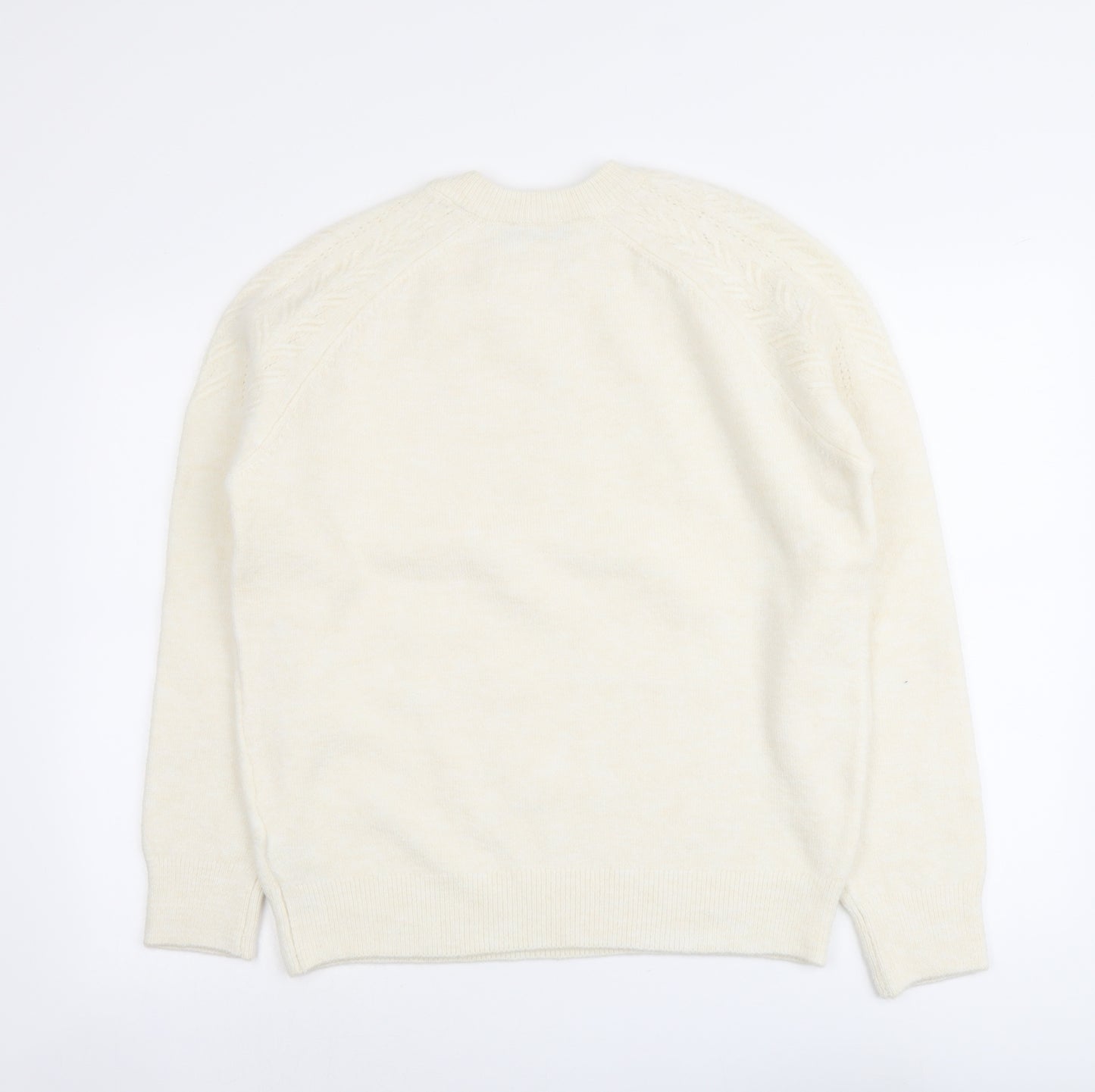 Marks and Spencer Womens Ivory Round Neck Acrylic Pullover Jumper Size M