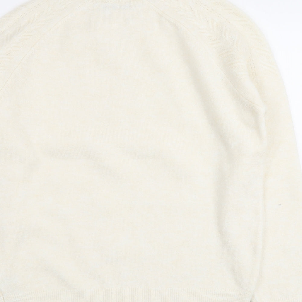 Marks and Spencer Womens Ivory Round Neck Acrylic Pullover Jumper Size M