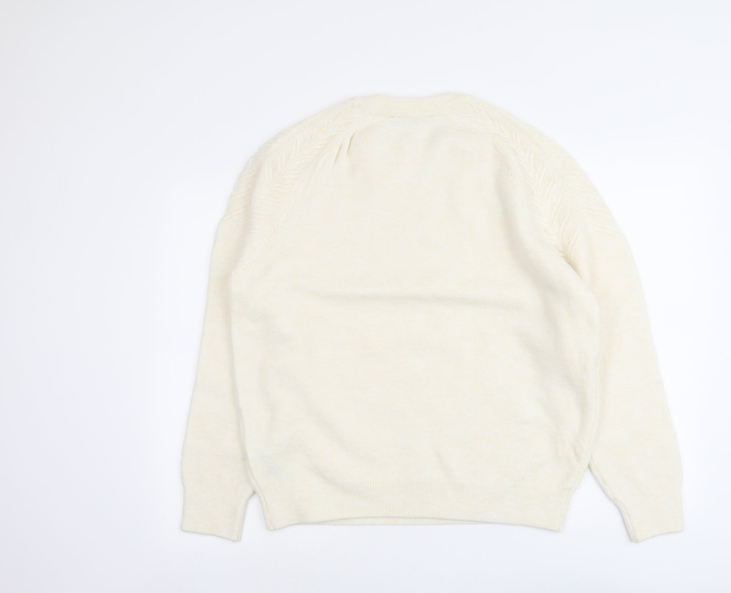 Marks and Spencer Womens Ivory Round Neck Acrylic Pullover Jumper Size L