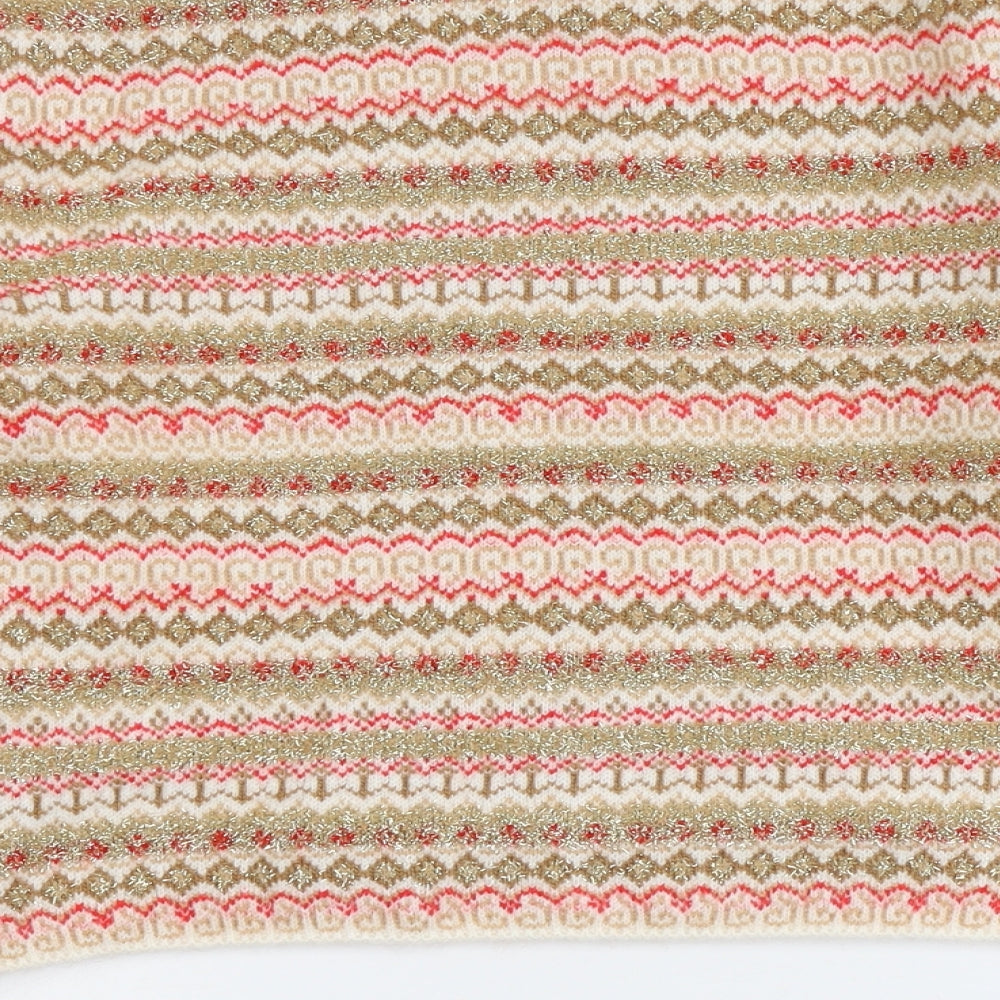 Marks and Spencer Womens Multicoloured Round Neck Geometric Acrylic Pullover Jumper Size S