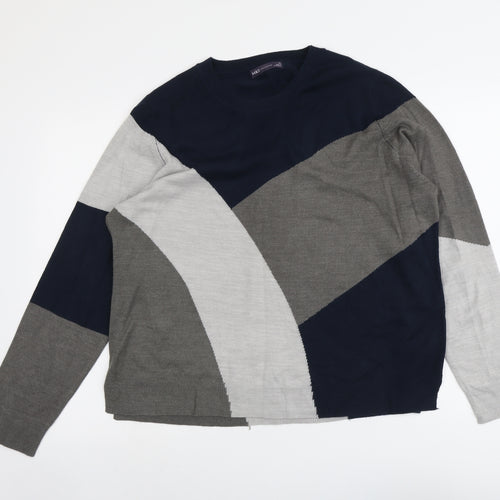 Marks and Spencer Womens Multicoloured Round Neck Geometric Acrylic Pullover Jumper Size 18