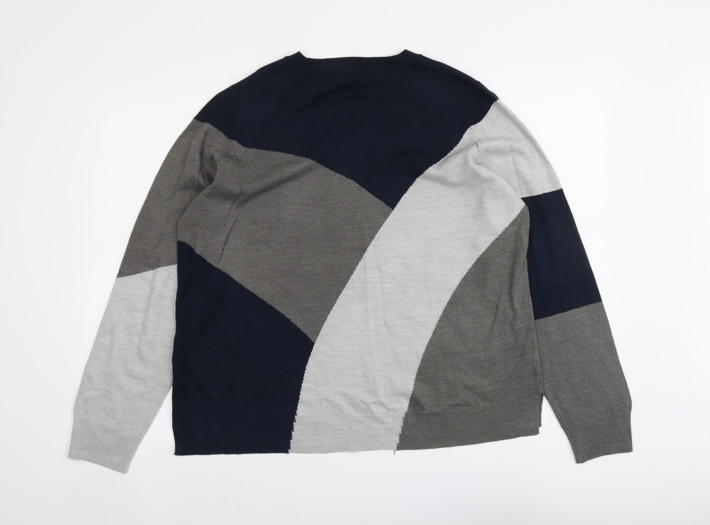 Marks and Spencer Womens Multicoloured Round Neck Geometric Acrylic Pullover Jumper Size 18