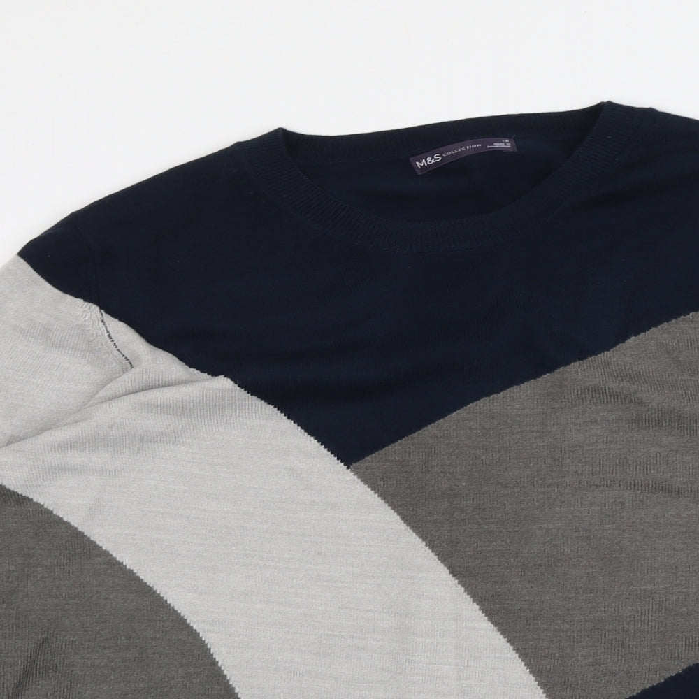 Marks and Spencer Womens Multicoloured Round Neck Geometric Acrylic Pullover Jumper Size 18