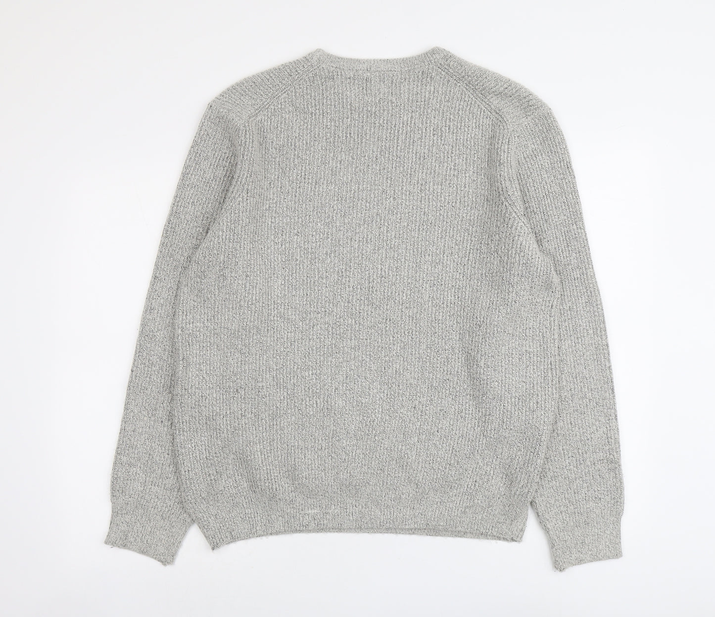 Marks and Spencer Mens Grey Round Neck Polyamide Pullover Jumper Size L Long Sleeve