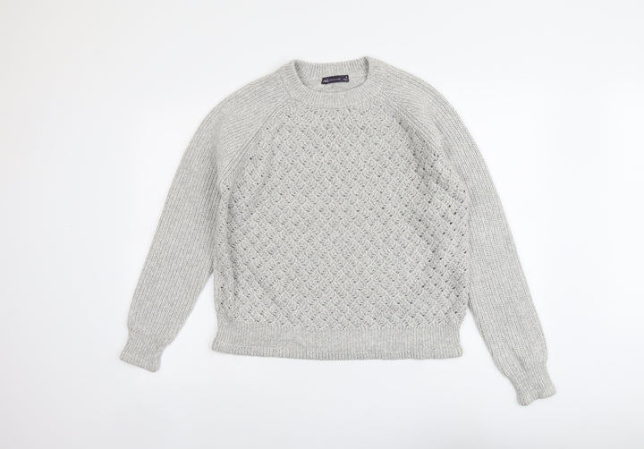 Marks and Spencer Womens Grey Round Neck Polyester Pullover Jumper Size M