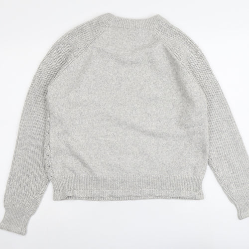 Marks and Spencer Womens Grey Round Neck Polyester Pullover Jumper Size M