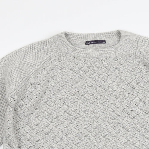 Marks and Spencer Womens Grey Round Neck Polyester Pullover Jumper Size M