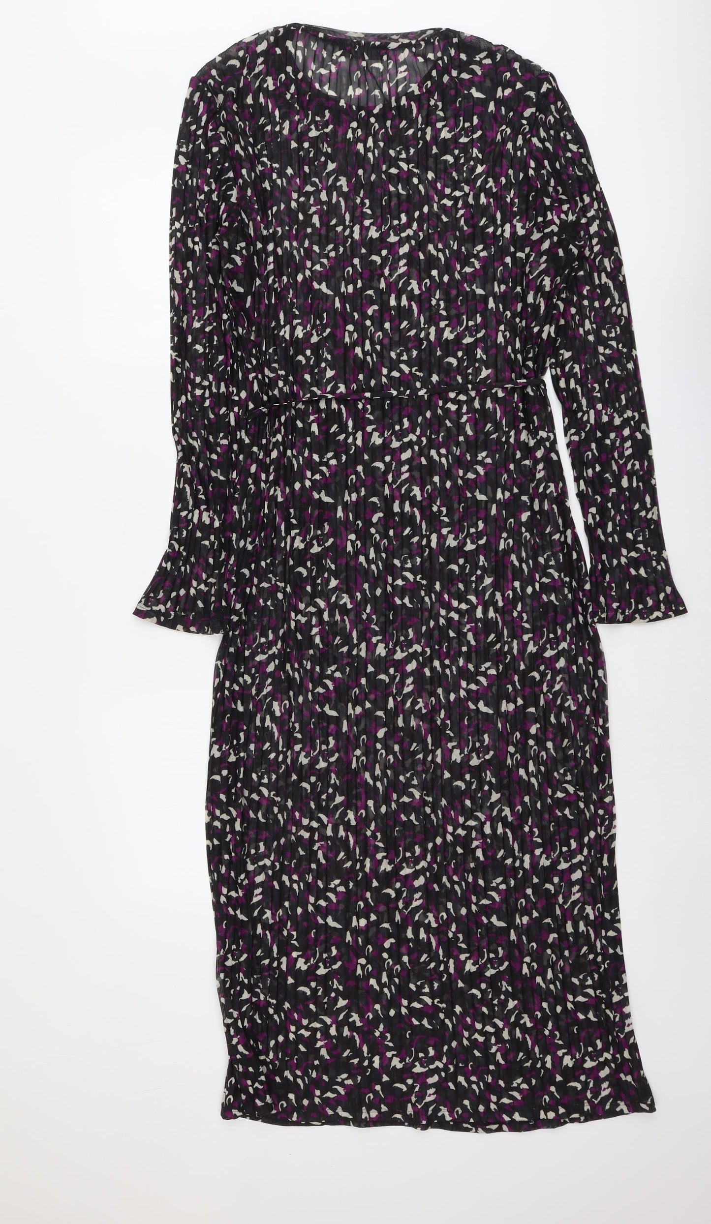 Marks and Spencer Womens Black Geometric Polyester Maxi Size 16 Round Neck Pullover