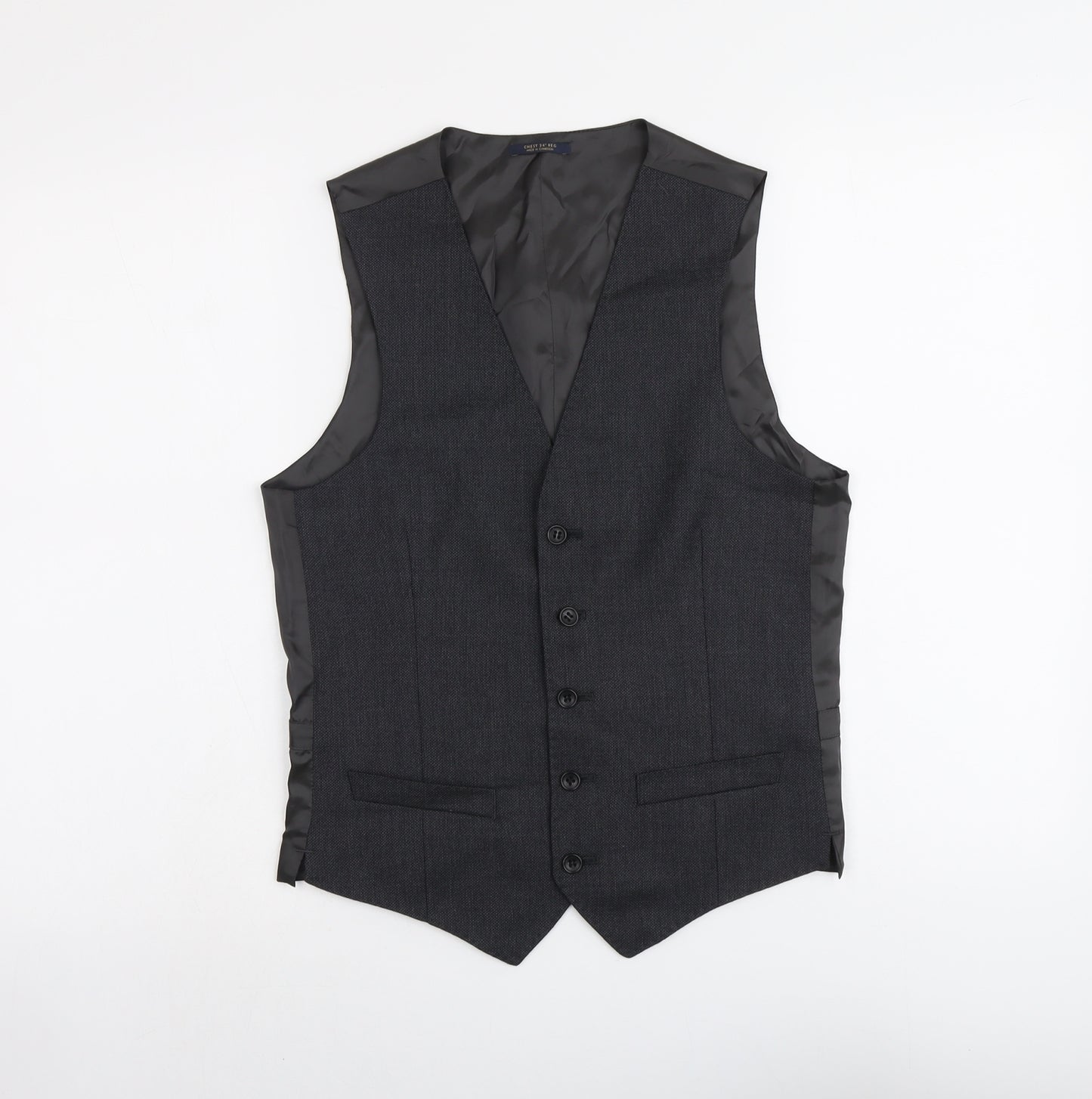 Marks and Spencer Mens Grey Wool Jacket Suit Waistcoat Size 34 Regular