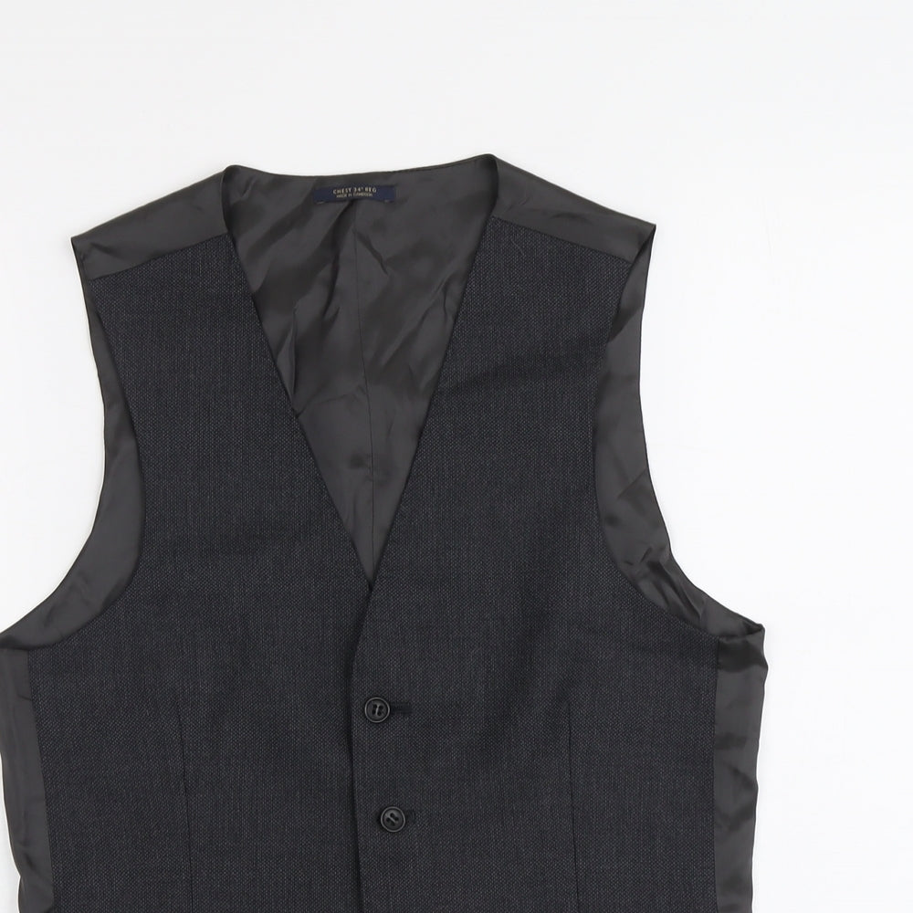 Marks and Spencer Mens Grey Wool Jacket Suit Waistcoat Size 34 Regular