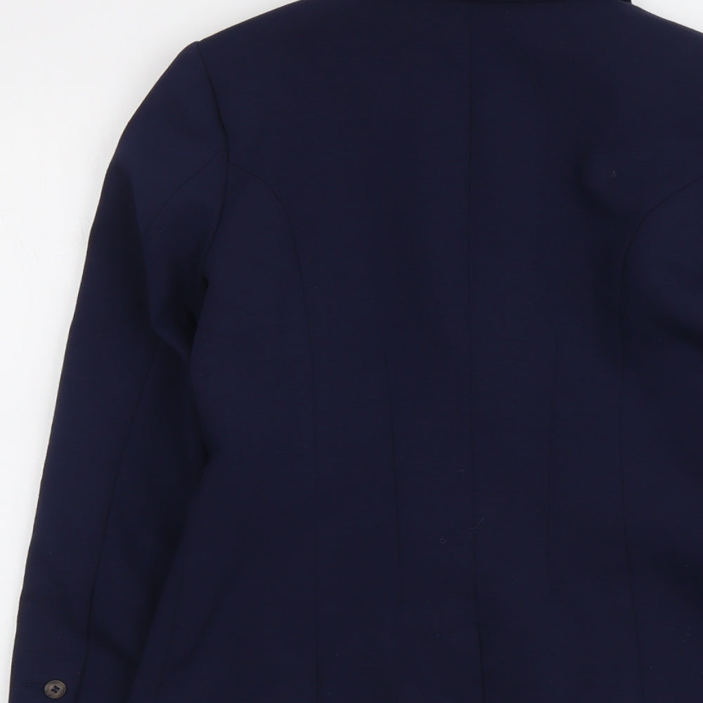 H&M Womens Blue Polyester Jacket Suit Jacket Size 8
