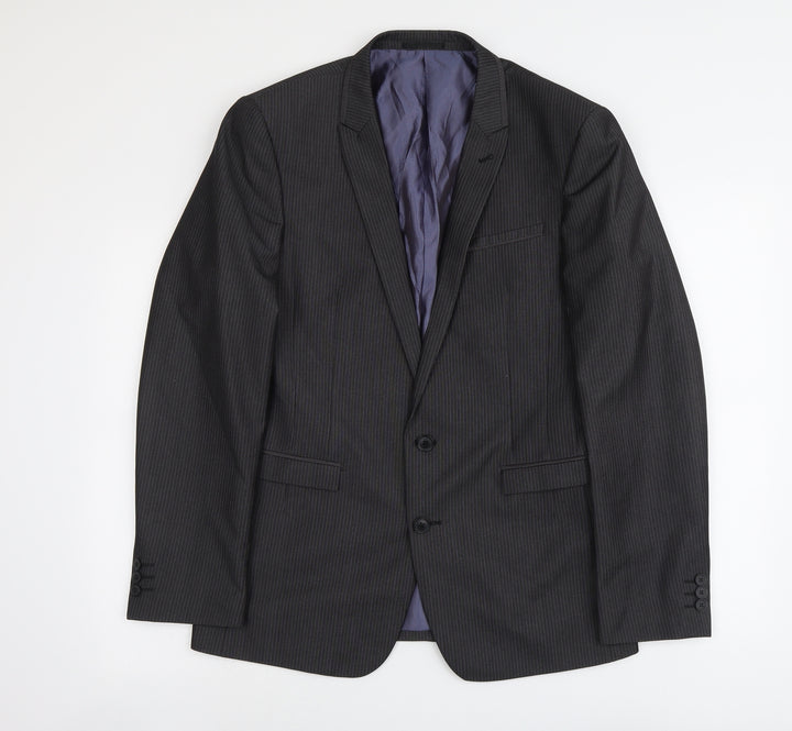 NEXT Mens Grey Striped Polyester Jacket Suit Jacket Size 40 Regular - Pinstripe