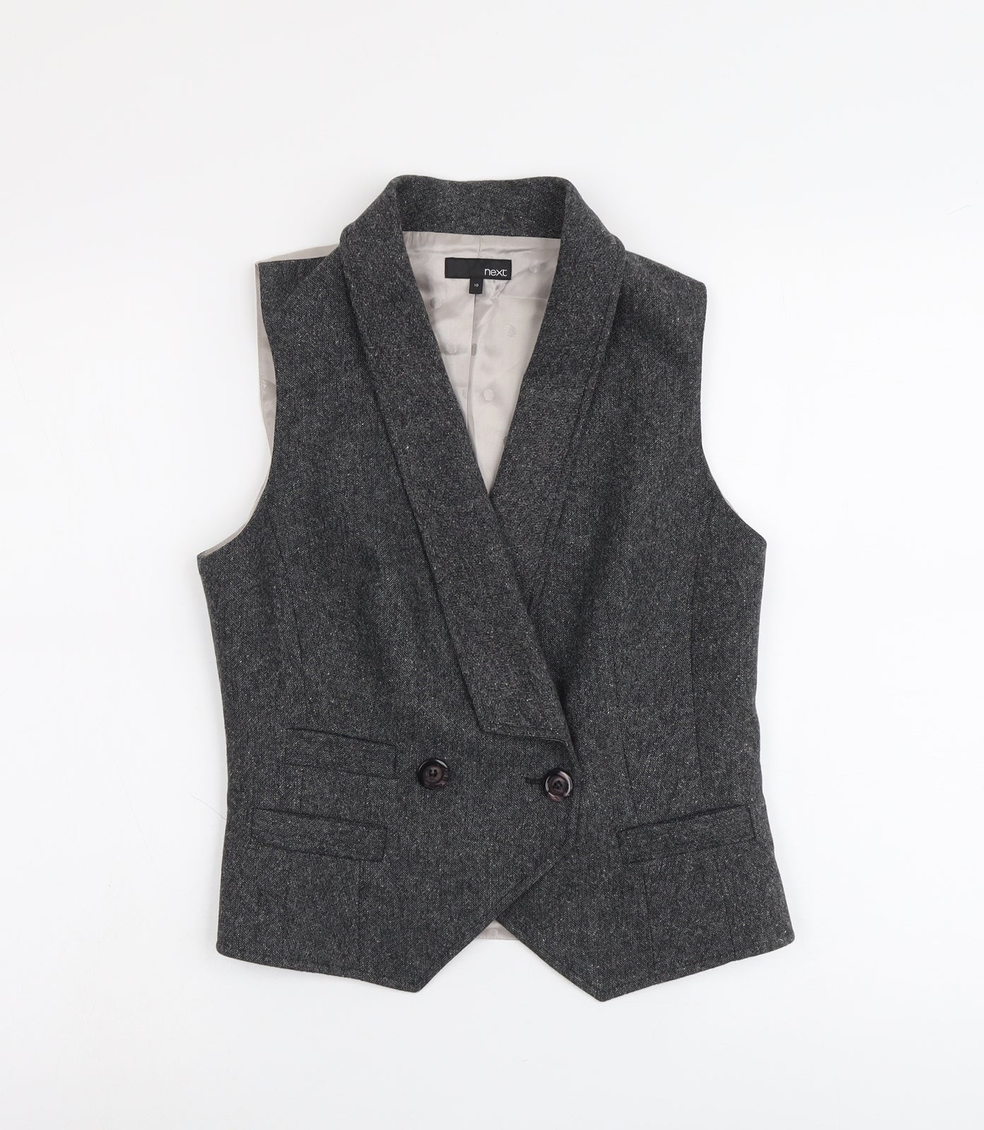 NEXT Womens Grey Geometric Wool Jacket Suit Waistcoat Size 10