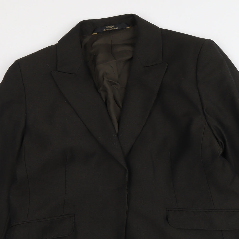 Marks and Spencer Womens Brown Wool Jacket Suit Jacket Size 16