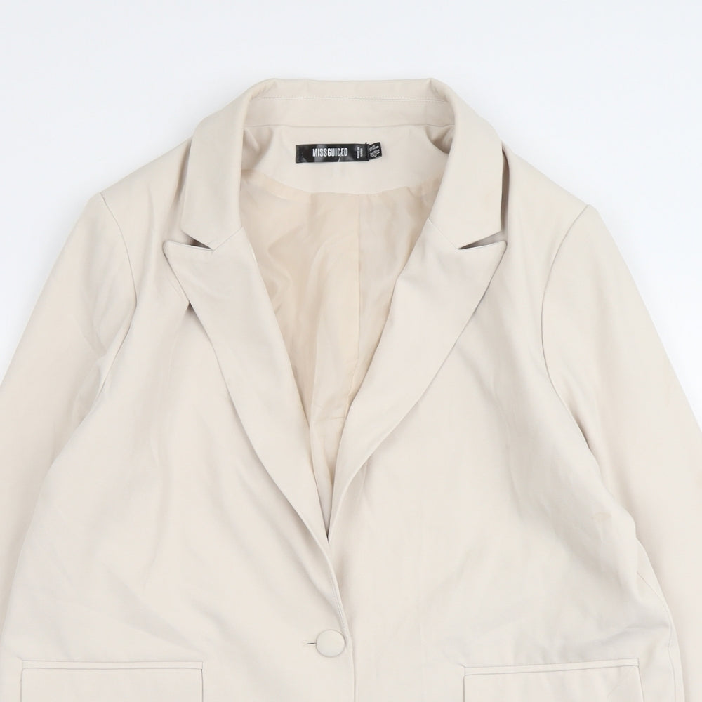 Missguided Womens Beige Polyester Jacket Blazer Size 10