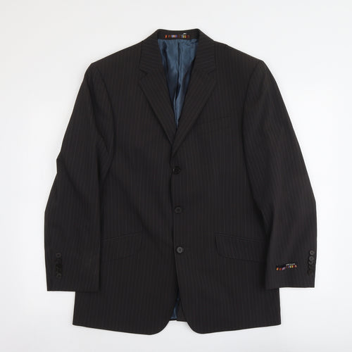 River Island Mens Grey Striped Polyacrylate Fibre Jacket Suit Jacket Size 38 Regular - Pinstripes