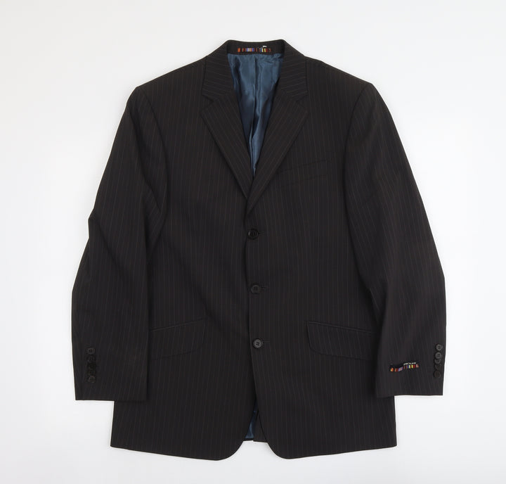 River Island Mens Grey Striped Polyacrylate Fibre Jacket Suit Jacket Size 38 Regular - Pinstripes