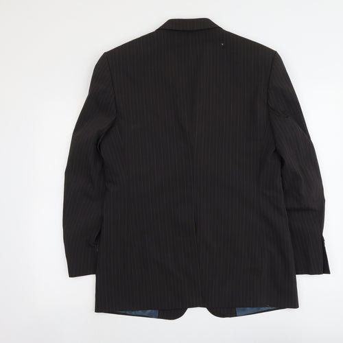 River Island Mens Grey Striped Polyacrylate Fibre Jacket Suit Jacket Size 38 Regular - Pinstripes
