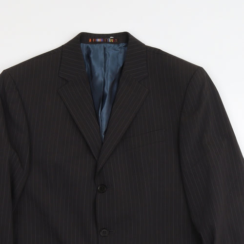 River Island Mens Grey Striped Polyacrylate Fibre Jacket Suit Jacket Size 38 Regular - Pinstripes