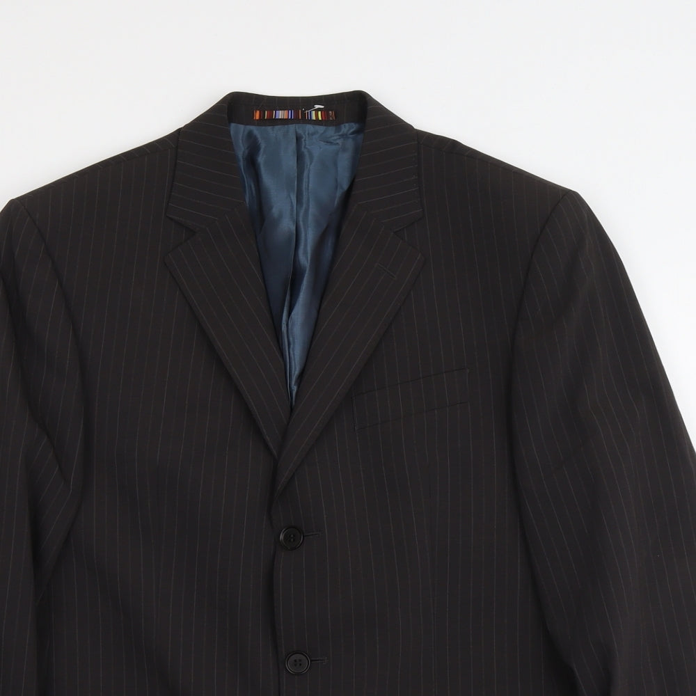 River Island Mens Grey Striped Polyacrylate Fibre Jacket Suit Jacket Size 38 Regular - Pinstripes