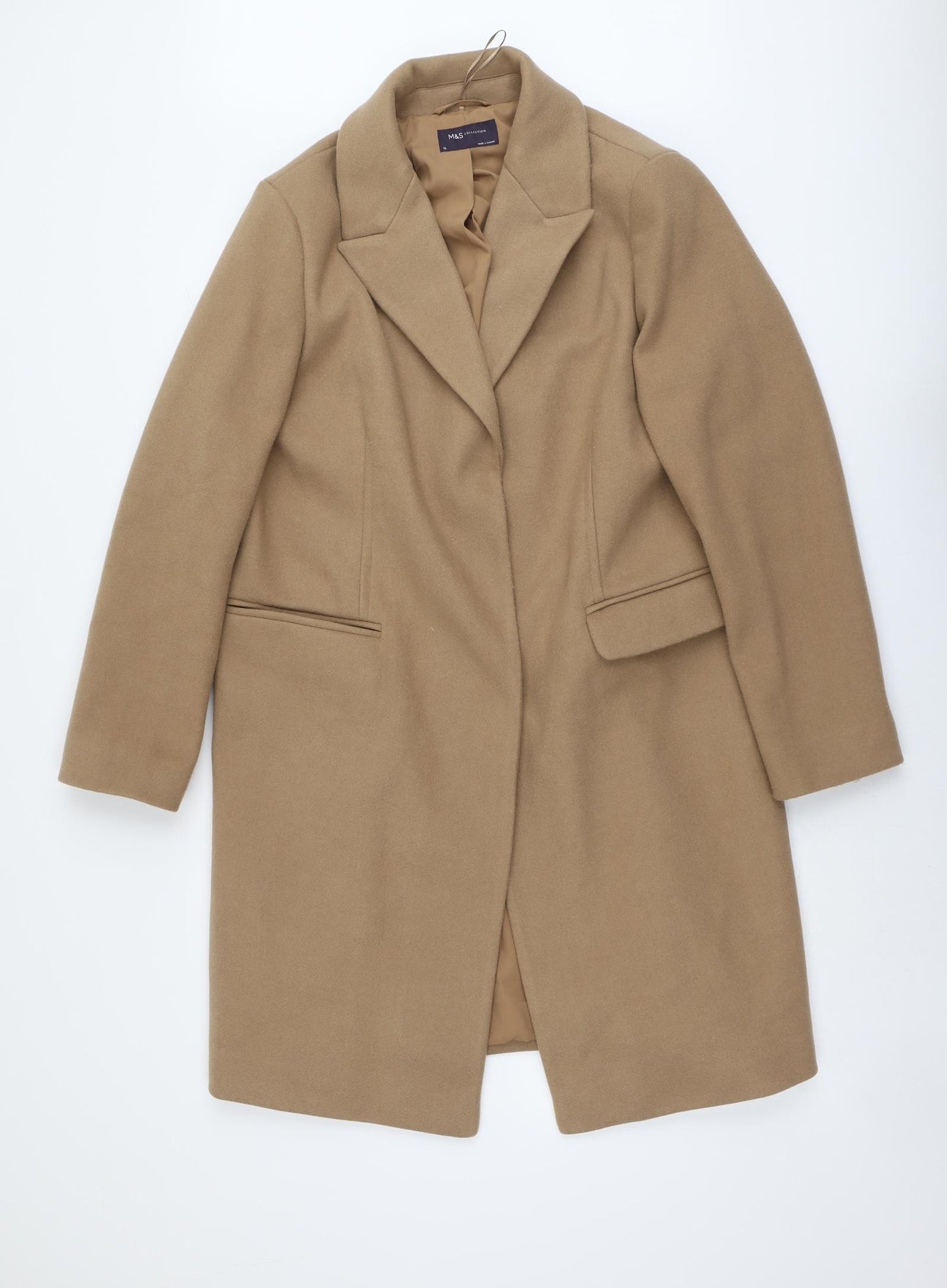 Marks and Spencer Womens Beige Overcoat Coat Size 16 Button