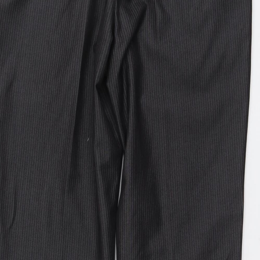 NEXT Mens Grey Striped Polyester Dress Pants Trousers Size 34 in L31 in Regular Button