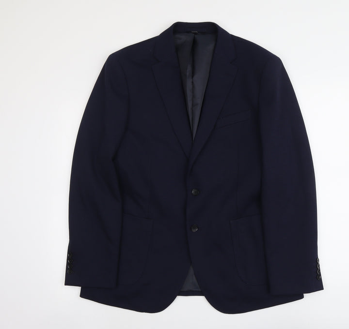 Marks and Spencer Mens Blue Polyester Jacket Suit Jacket Size 42 Regular