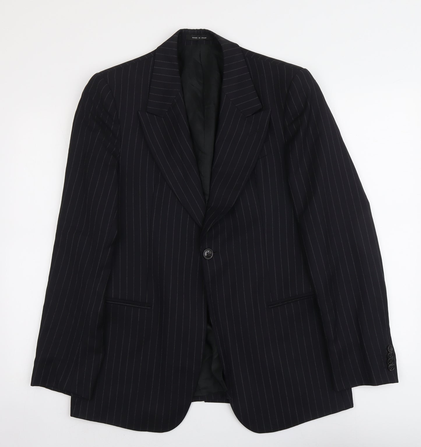 Emporio Armani Womens Black Striped Wool Jacket Suit Jacket Size 16