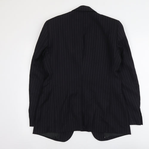 Emporio Armani Womens Black Striped Wool Jacket Suit Jacket Size 16