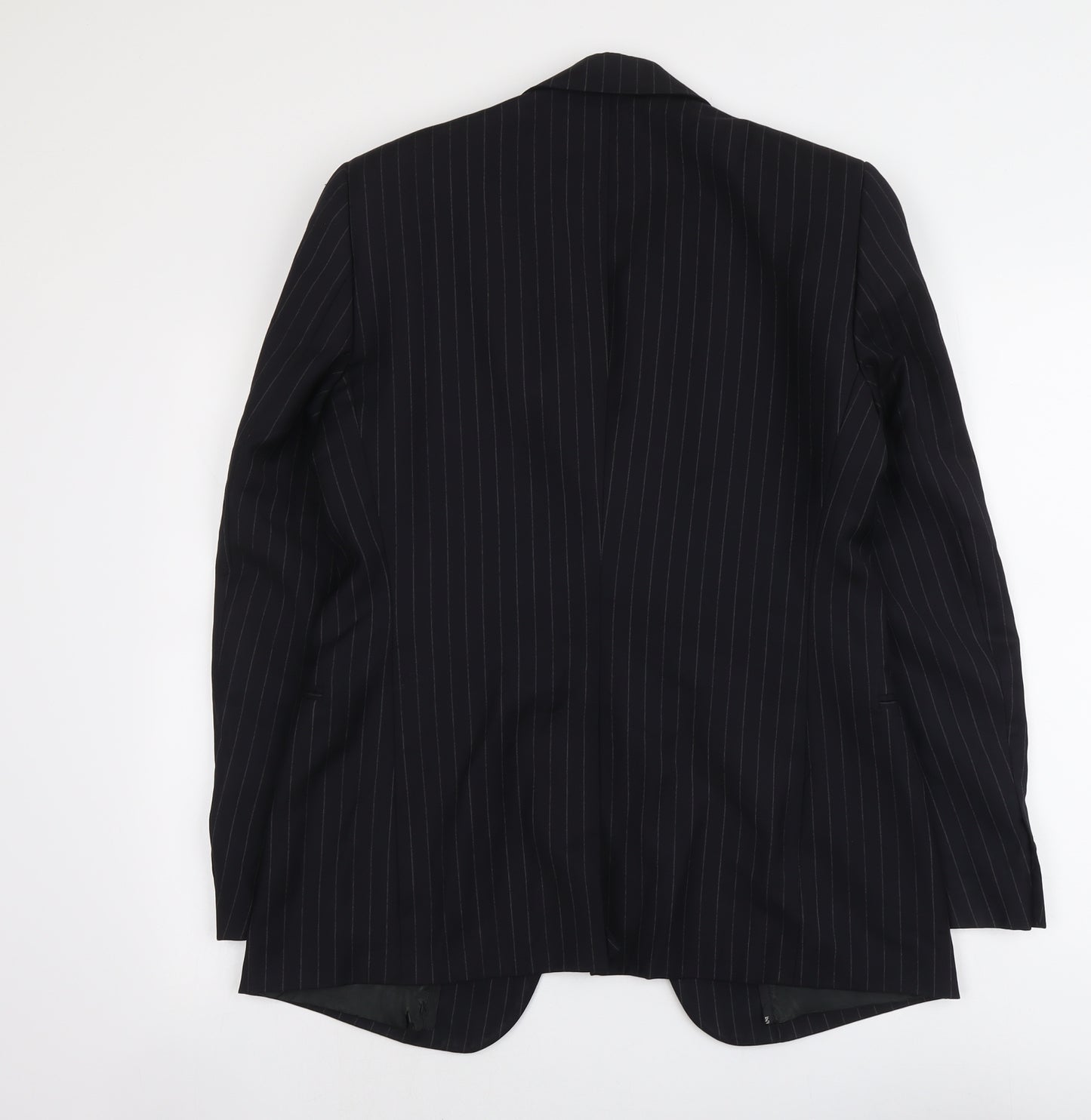 Emporio Armani Womens Black Striped Wool Jacket Suit Jacket Size 16