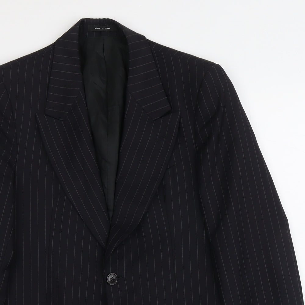 Emporio Armani Womens Black Striped Wool Jacket Suit Jacket Size 16