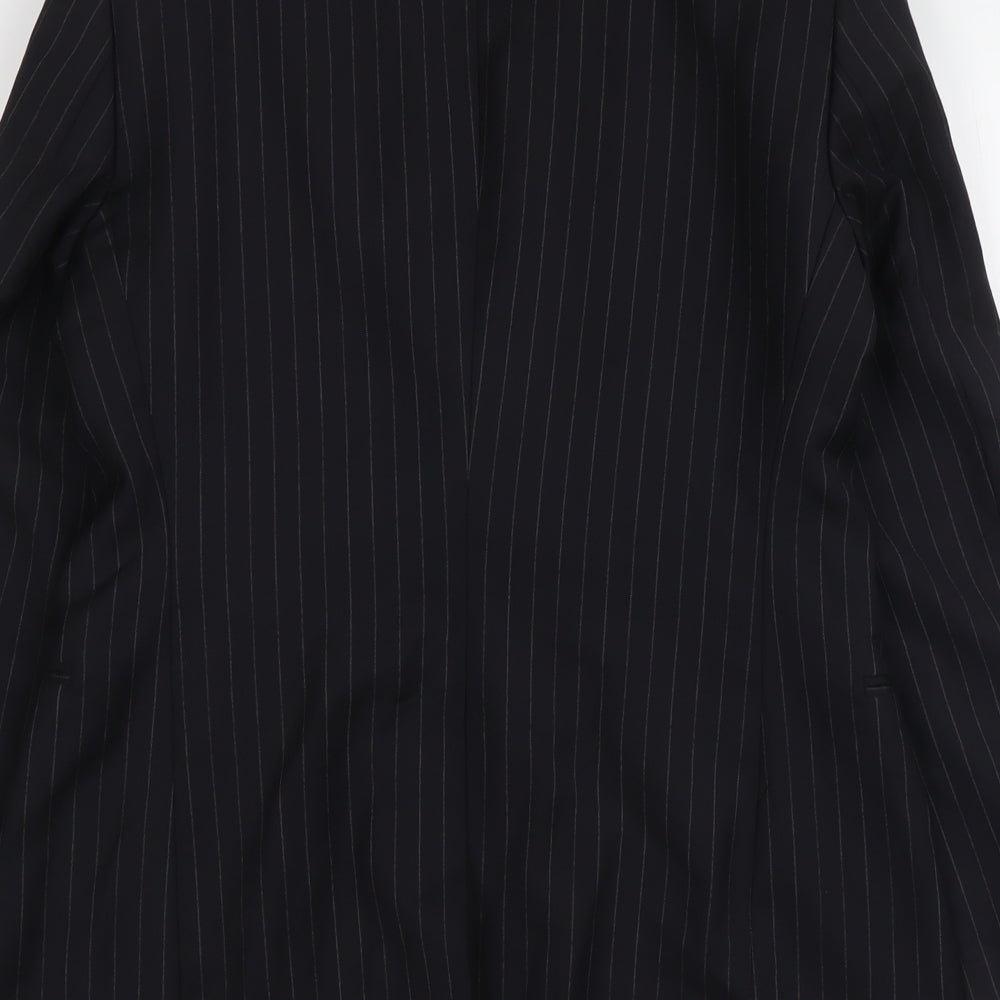 Emporio Armani Womens Black Striped Wool Jacket Suit Jacket Size 16