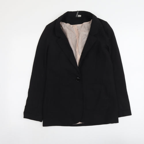 H&M Womens Black Polyester Jacket Blazer Size 8