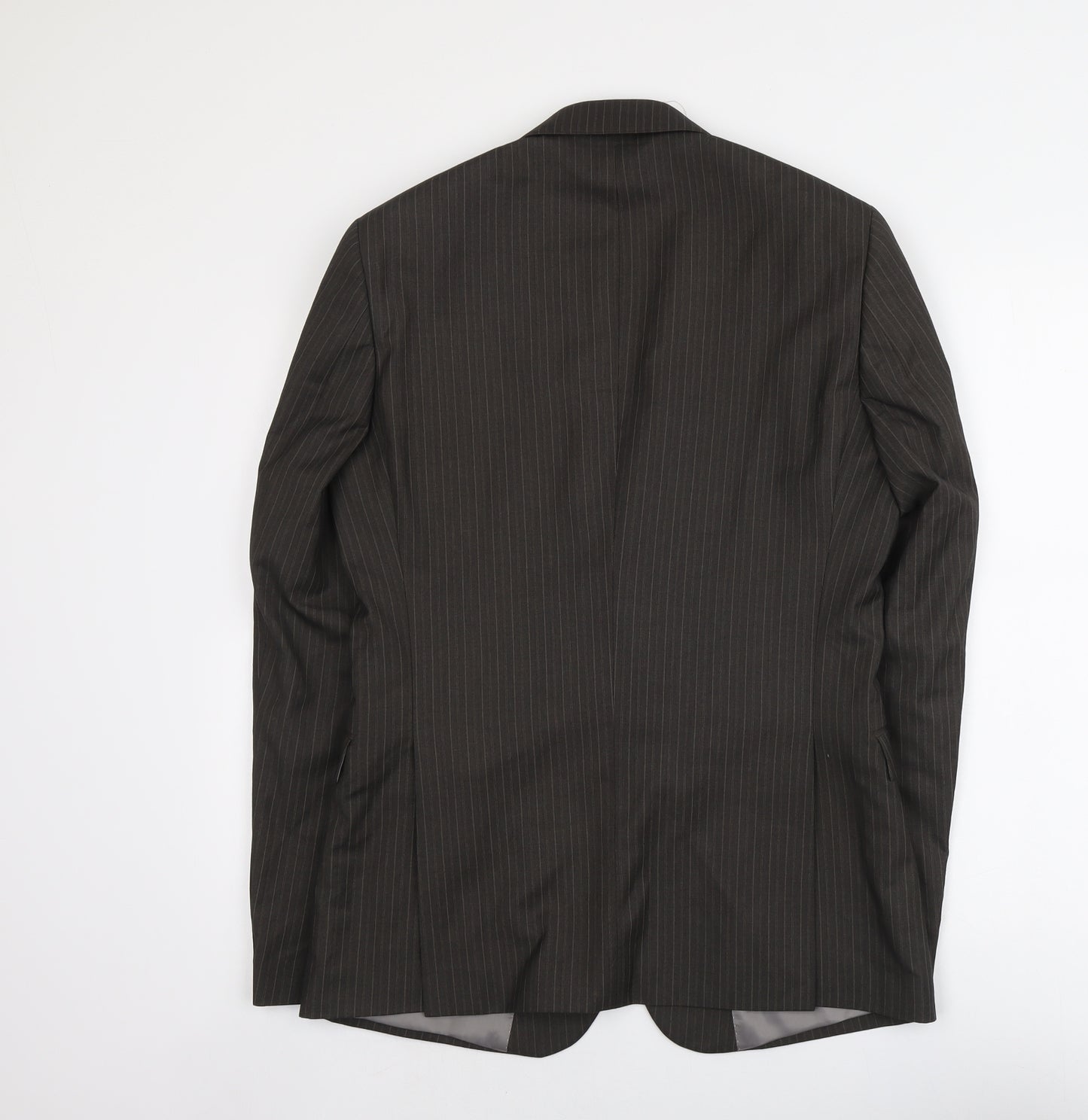 Topman Mens Grey Striped Polyester Jacket Suit Jacket Size 38 Regular - Pinstripe