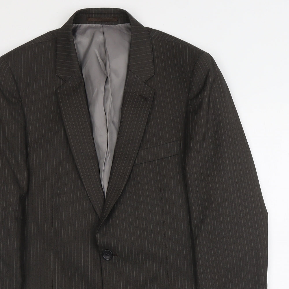 Topman Mens Grey Striped Polyester Jacket Suit Jacket Size 38 Regular - Pinstripe