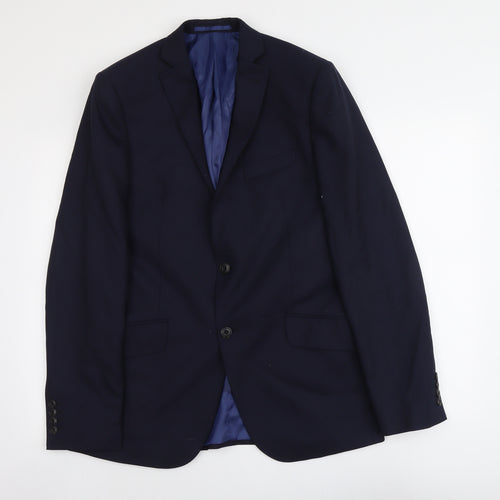 Marks and Spencer Mens Blue Wool Jacket Suit Jacket Size L Regular