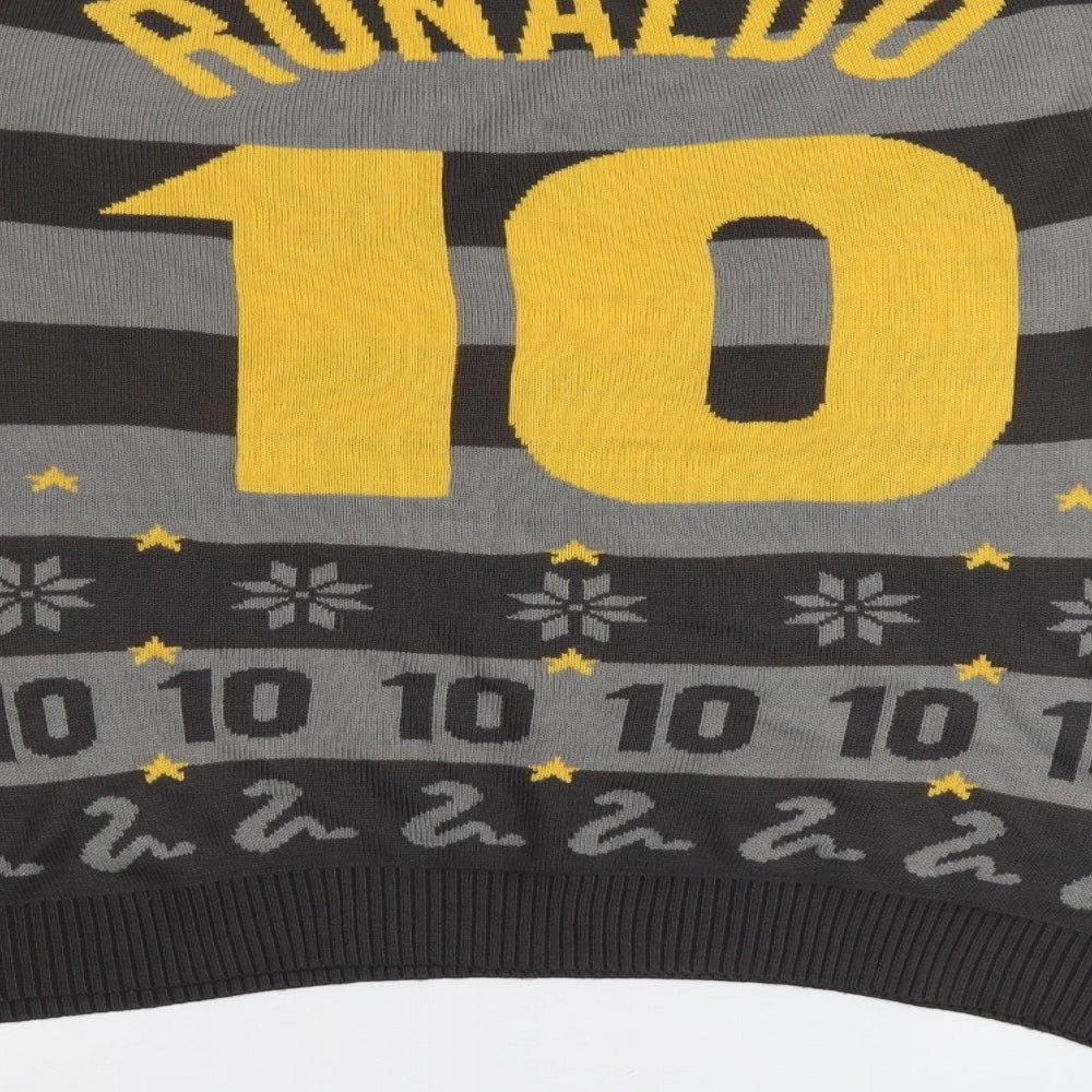 Classics Mens Grey Round Neck Fair Isle Acrylic Pullover Jumper Size XL Long Sleeve - Ronaldo 10