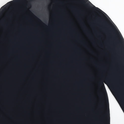 Marks and Spencer Womens Blue Polyester Basic Button-Up Size 12 Collared