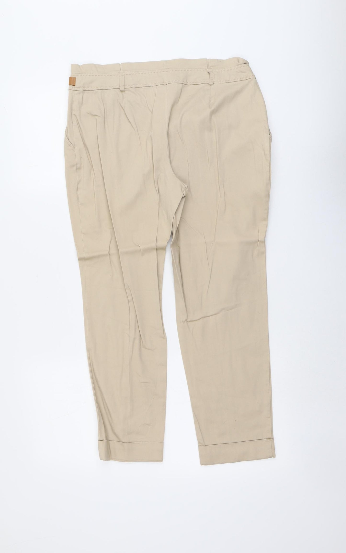 Dorothy Perkins Womens Beige Cotton Chino Trousers Size 12 L25 in Regular Button