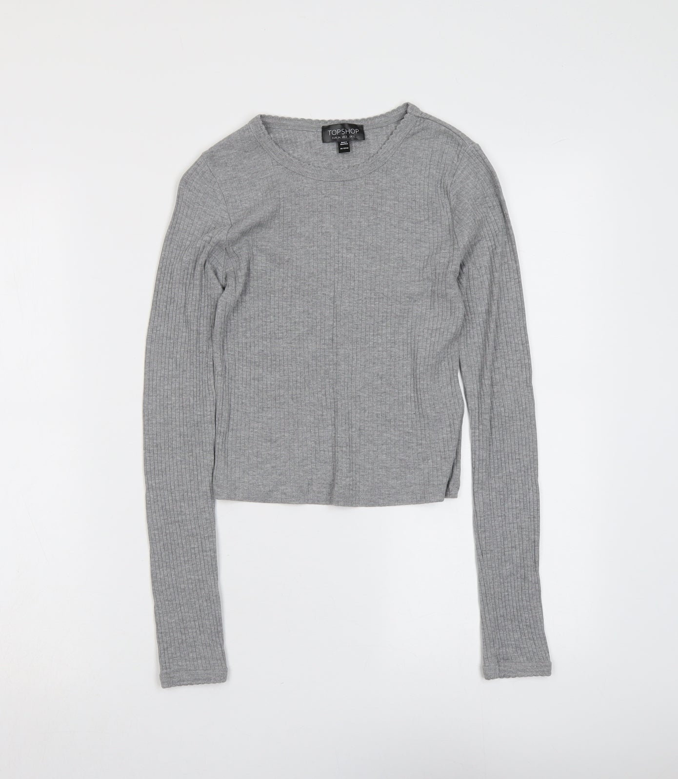 Topshop Womens Green Cotton Basic T-Shirt Size 6 Round Neck