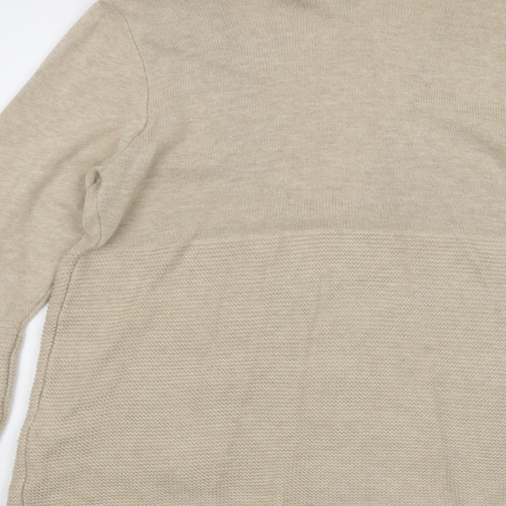 H&M Womens Beige V-Neck Acrylic Cardigan Jumper Size M