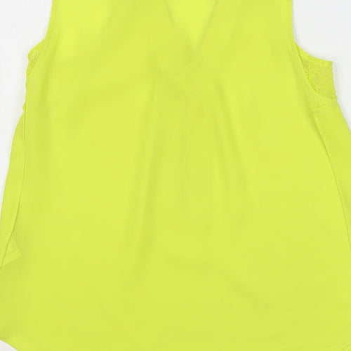 Warehouse Womens Green Polyester Basic Tank Size 8 V-Neck