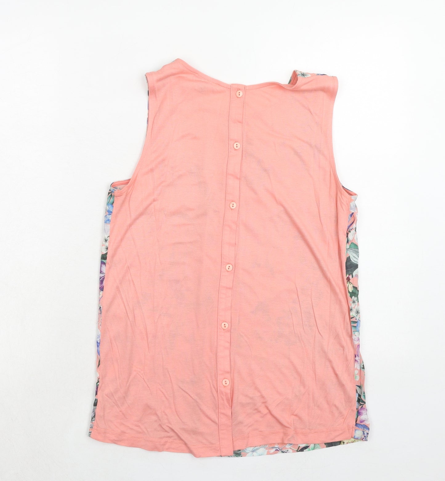 Warehouse Womens Pink Floral Polyester Basic Tank Size 10 Round Neck