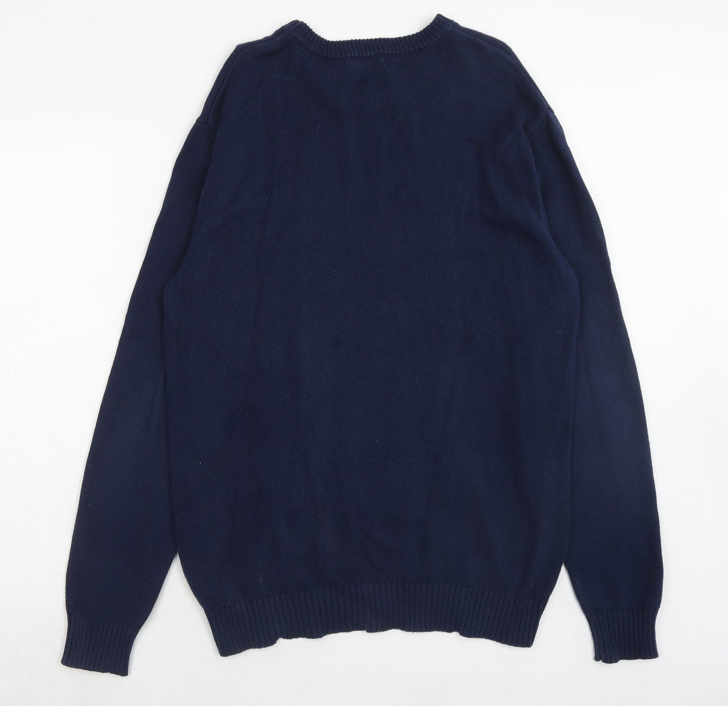 South Bay Mens Blue Round Neck Cotton Pullover Jumper Size S Long Sleeve