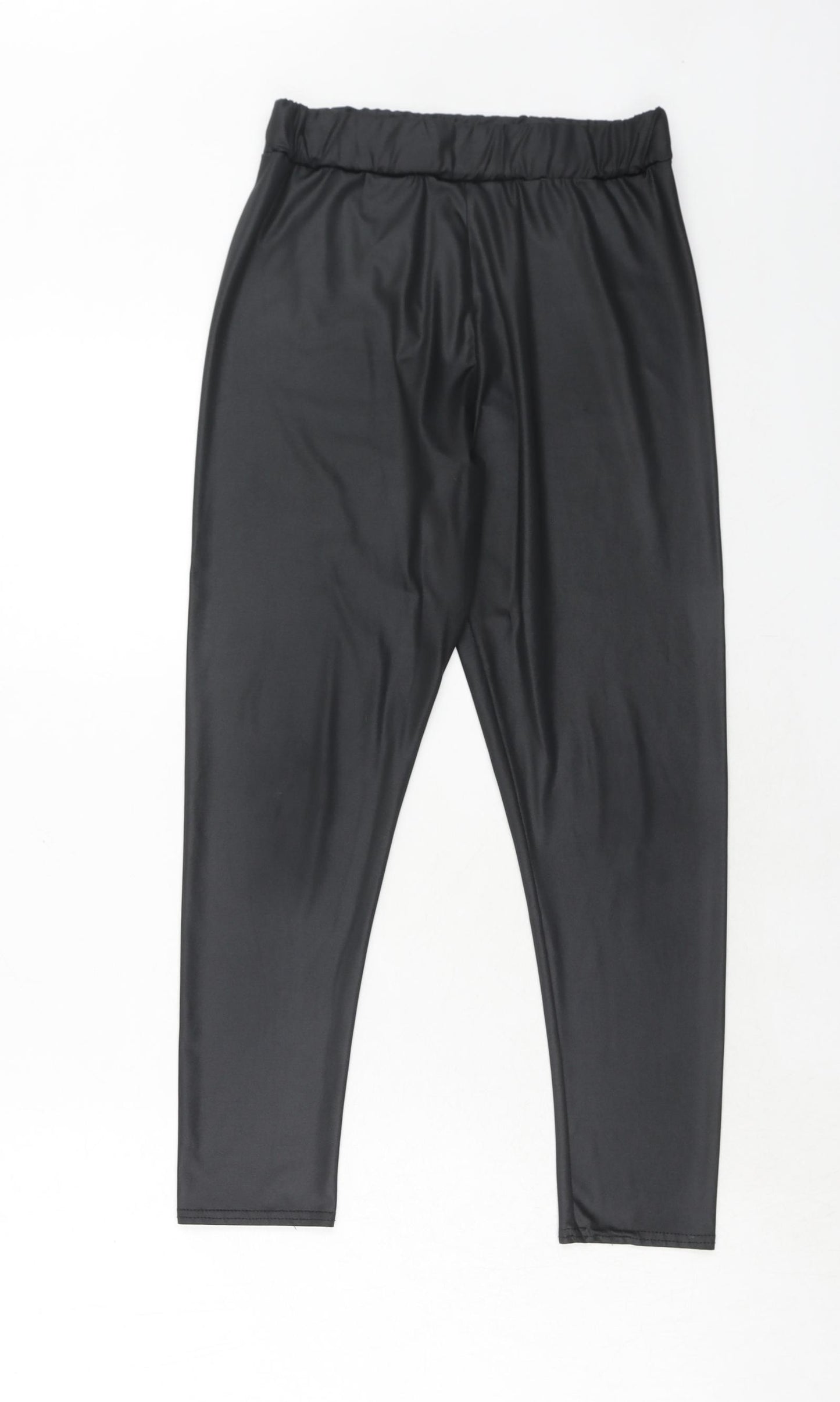Boohoo Womens Black Polyester Carrot Leggings Size 10 - Coated