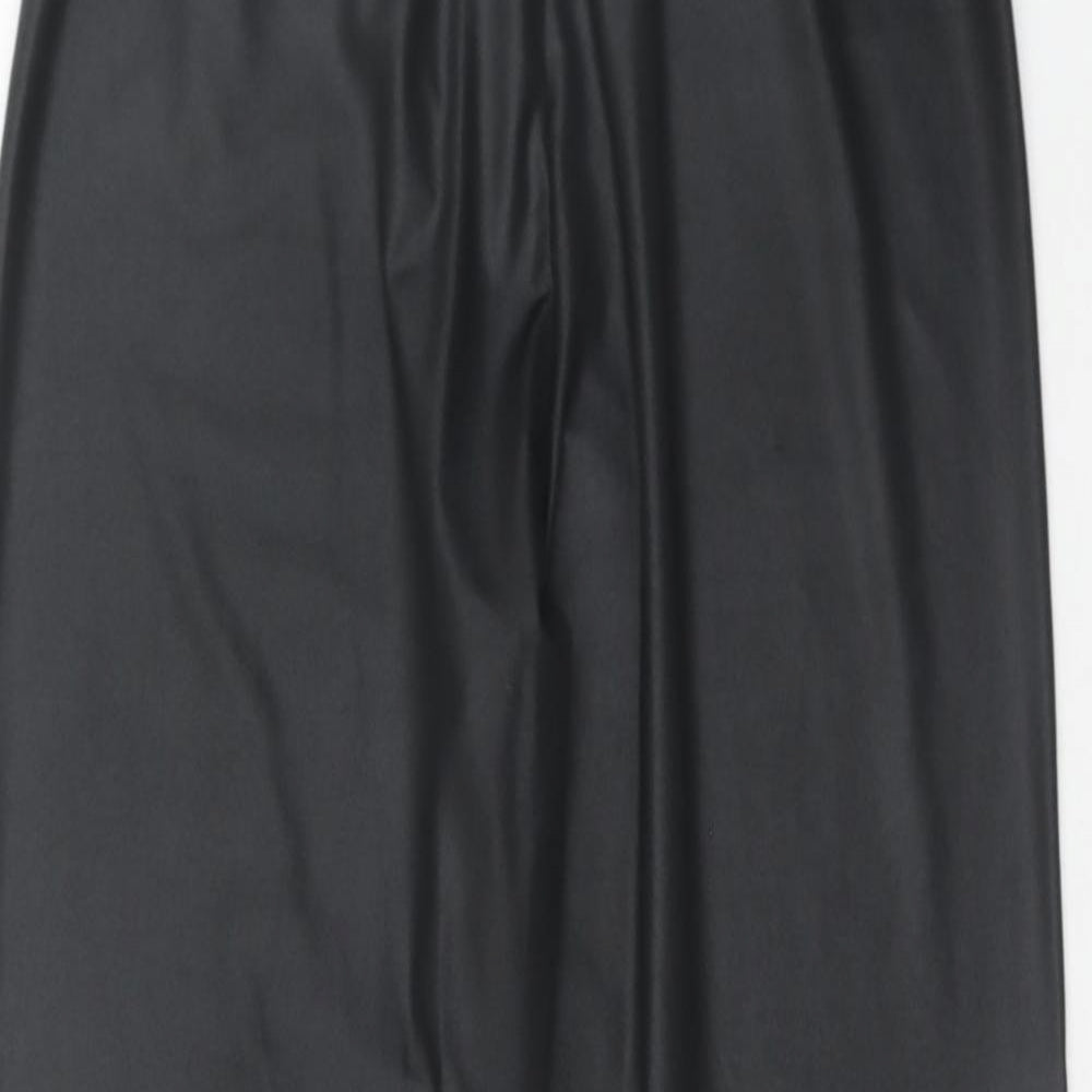 Boohoo Womens Black Polyester Carrot Leggings Size 10 - Coated