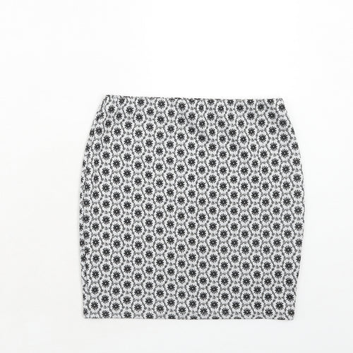 New Look Girls Grey Geometric Polyester Bandage Skirt Size 12-13 Years Regular Pull On