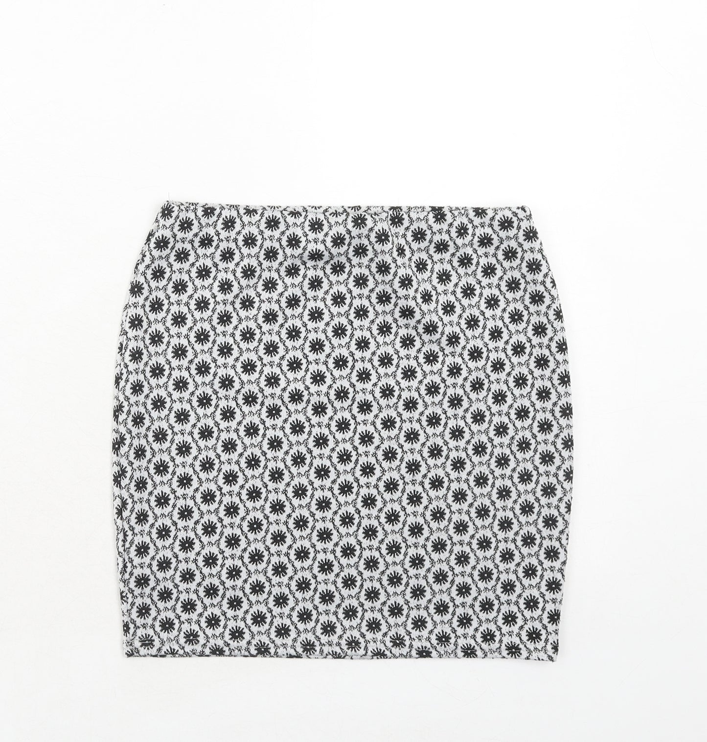 New Look Girls Grey Geometric Polyester Bandage Skirt Size 12-13 Years Regular Pull On
