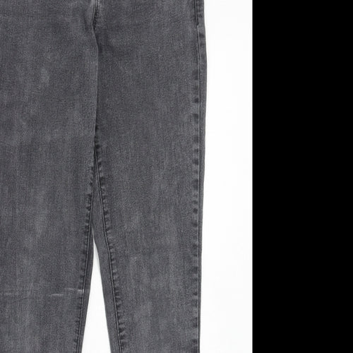 Dorothy Perkins Womens Grey Cotton Straight Jeans Size 10 Regular Zip