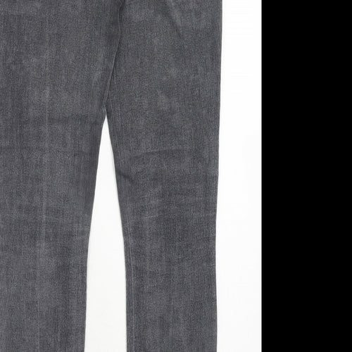 Dorothy Perkins Womens Grey Cotton Straight Jeans Size 10 Regular Zip